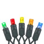 50 LED Multi LED Christmas Lights 11' Long on Black Wire