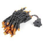 50 LED Amber LED Christmas Lights 11' Long on Black Wire