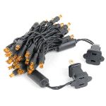 50 LED Amber LED Christmas Lights 11' Long on Black Wire