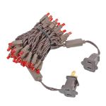 50 LED Red LED Christmas Lights 11' Long on Brown Wire