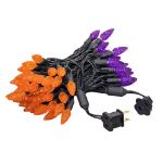 *NEW* True Twinkle Purple/Orange 70 LED C6 Strawberry Mini Lights Commercial Grade on Black Wire