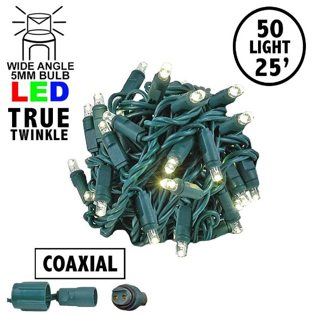 *NEW* TrueTwinkle® Coaxial 50 LED Warm White 6" Spacing Green Wire