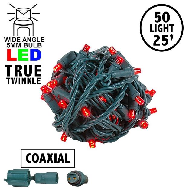 *NEW* TrueTwinkle® Coaxial 50 LED Red 6" Spacing Green Wire