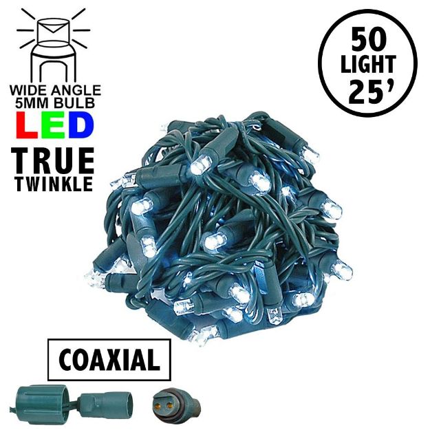 *NEW* TrueTwinkle® Coaxial 50 LED Pure White 6" Spacing Green Wire