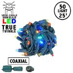 *NEW* TrueTwinkle® Coaxial 50 LED Multi Color 6" Spacing Green Wire