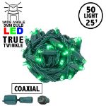 *NEW* TrueTwinkle® Coaxial 50 LED Green 6" Spacing Green Wire