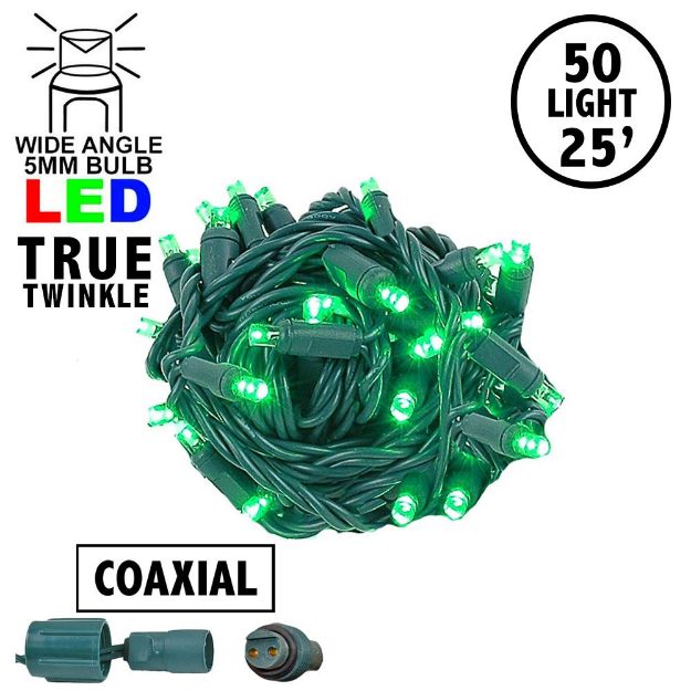 *NEW* TrueTwinkle® Coaxial 50 LED Green 6" Spacing Green Wire
