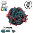 Coaxial 50 LED Red 6" Spacing Green Wire