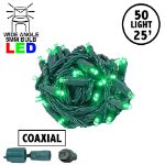 Coaxial 50 LED Green 6" Spacing Green Wire