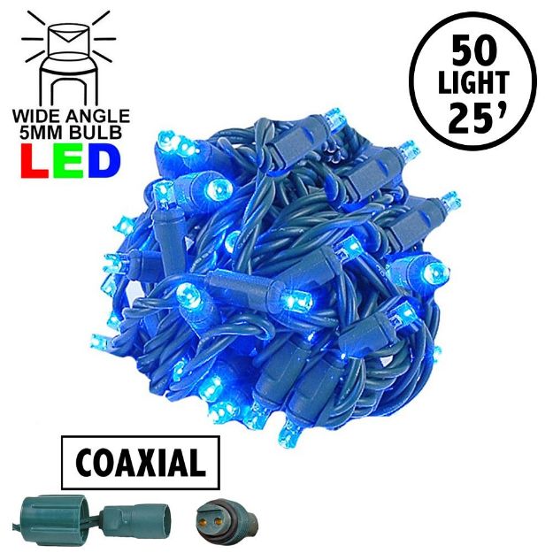 Coaxial 50 LED Blue 6" Spacing Green Wire