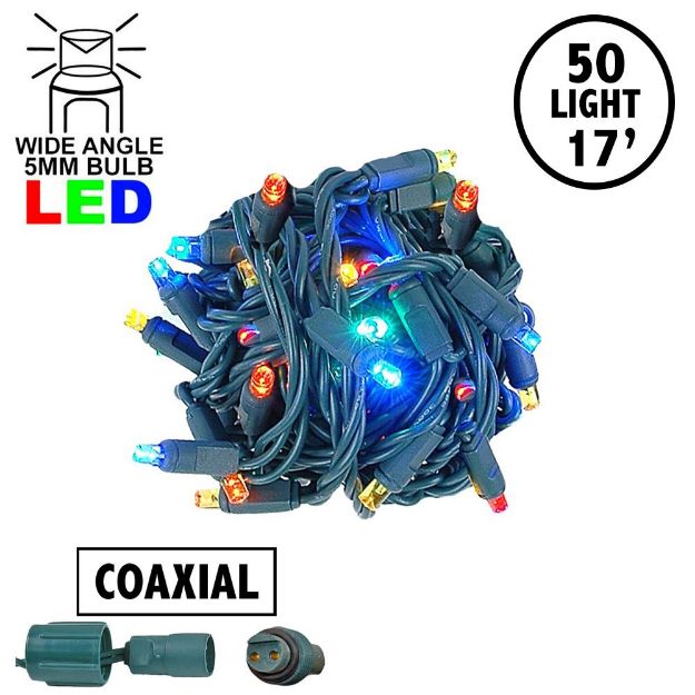 Coaxial 50 LED Multi 4" Spacing Green Wire