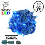 Coaxial 50 LED Blue 4" Spacing Green Wire