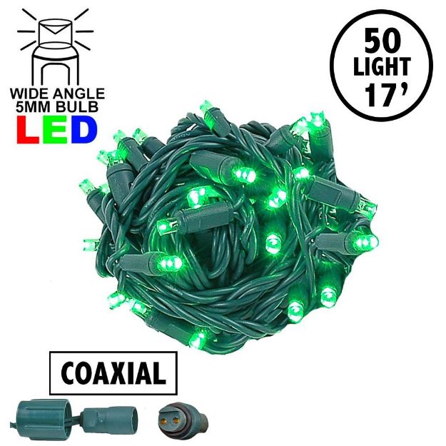 Coaxial 50 LED Green 4" Spacing Green Wire