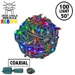 100 RGB + Warm White LED 6" Spacing Green Wire Coaxial w/o Power Supply & Remote