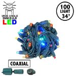 Coaxial 100 LED Multi 4" Spacing Green Wire