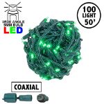 Coaxial 100 LED Green 6" Spacing Green Wire