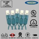 10 Light Non Connectable Warm White LED Mini Lights Green Wire