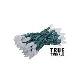 Coaxial *NEW* TrueTwinkle® Pure White 70 LED C6 Strawberry Mini Lights Commercial Grade on Green Wire
