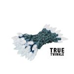 Coaxial *NEW* TrueTwinkle® Pure White 70 LED C6 Strawberry Mini Lights Commercial Grade on Green Wire