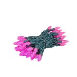 Coaxial Pink 70 LED C6 Strawberry Mini Lights Commercial Grade on Green Wire