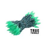 Coaxial *NEW* TrueTwinkle® Green 70 LED C6 Strawberry Mini Lights Commercial Grade on Green Wire