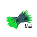 Coaxial *NEW* TrueTwinkle® Green 70 LED C6 Strawberry Mini Lights Commercial Grade on Green Wire