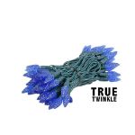 Coaxial *NEW* TrueTwinkle® Blue 70 LED C6 Strawberry Mini Lights Commercial Grade on Green Wire