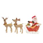 Pre-Lit Warm White 33.5 in. Santa & Reindeer Decoration