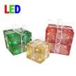 9 in., 12 in. & 15 in. Red/Green/Gold Gift Boxes with 100 Steady & Twinkle LED Lights (Set of 3)