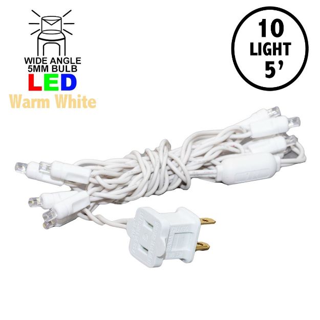 10 Light Non Connectable Warm White LED Mini Lights White Wire