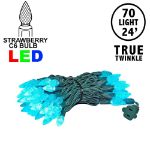*NEW* TrueTwinkle® Teal 70 LED C6 Strawberry Mini Lights Commercial Grade on Green Wire