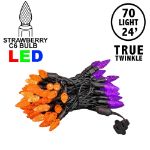 *NEW* True Twinkle Purple/Orange 70 LED C6 Strawberry Mini Lights Commercial Grade on Black Wire