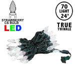 *NEW* TrueTwinkle® Pure White 70 LED C6 Strawberry Mini Lights Commercial Grade on Green Wire