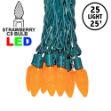 25 Amber/Orange C9 LED Pre-Lamped String Lights Green Wire