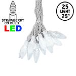 25 Pure White LED C9 Pre-Lamped String Lights on White Wire