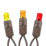 Commercial Grade Wide Angle 50 LED Y/RE/OR 25' Long on Brown Wire