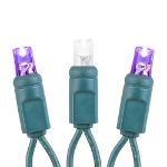 Commercial Grade Wide Angle 50 LED Purple/Pure White 25' Long on Green Wire