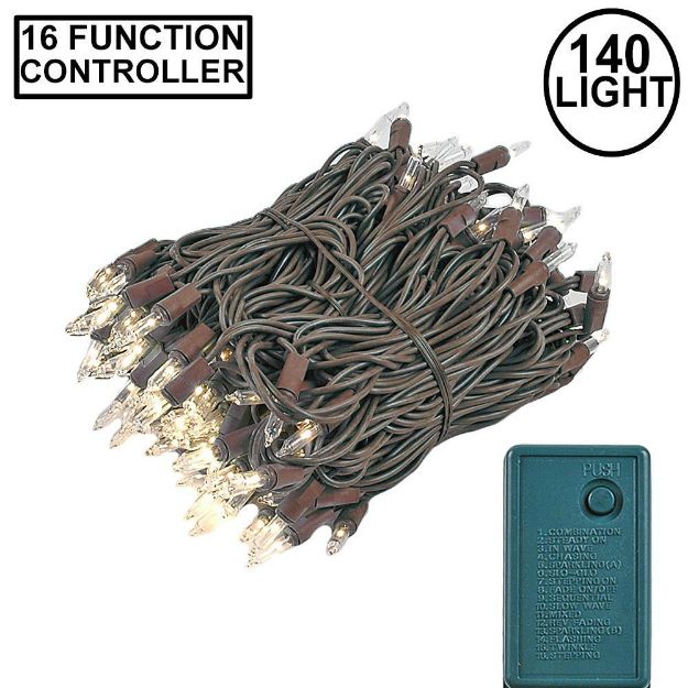 Clear Multi Function Chasing Christmas Lights Brown Wire