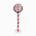 60 in. Santa Stop Sign Decoration with LED Lights