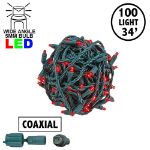 Coaxial 100 LED Red 4" Spacing Green Wire