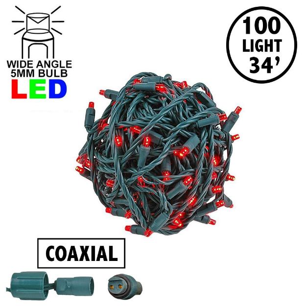 Coaxial 100 LED Red 4" Spacing Green Wire