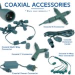 Coaxial 100 LED Green 4" Spacing Green Wire