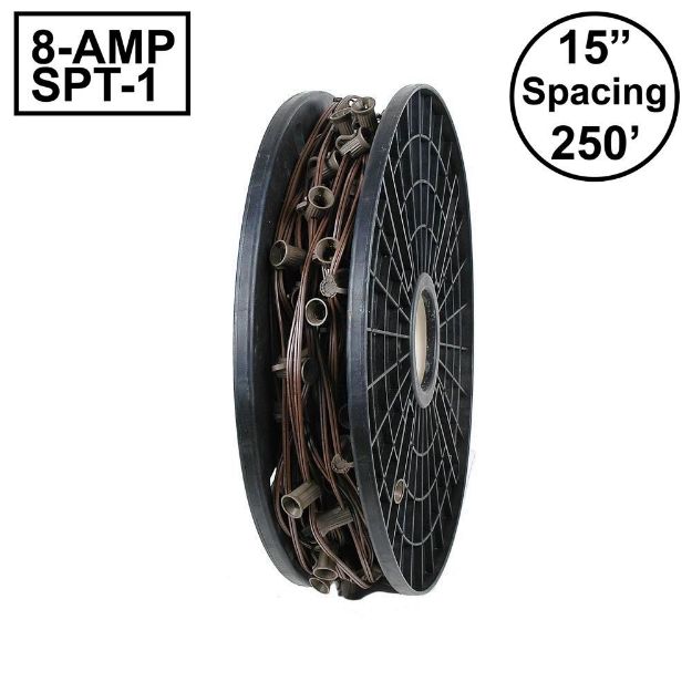 Novelty Lights C7 250' Spool 15" Spacing 8 Amp Brown Wire