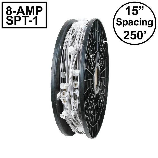 Novelty Lights C7 250' Spool 15" Spacing 8 Amp White Wire