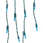 Blue LED Icicle Lights on Green Wire 150 Bulbs