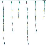 Multi (assorted) LED Icicle Lights on Green Wire 150 Bulbs