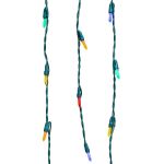 Multi (assorted) LED Icicle Lights on Green Wire 150 Bulbs