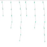 Green LED Icicle Lights on White Wire 150 Bulbs