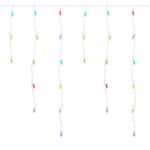 Multi (assorted) LED Icicle Lights on White Wire 150 Bulbs