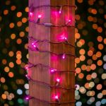 Commercial Grade Wide Angle 50 LED Pink 25' Long on Brown Wire